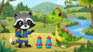 🦕🦕Raccoon and Dinosaur Adventure | Fun Learning Cartoon for Kids