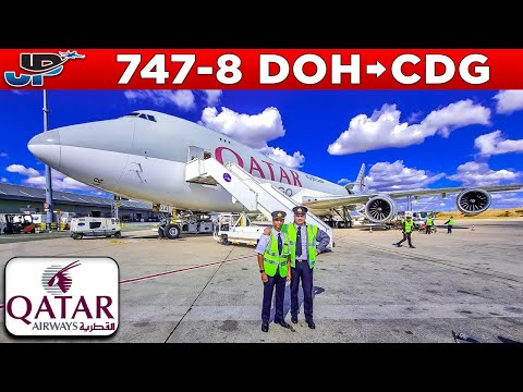 Qatar Airways Boeing 747-8 Cockpit Doha🇶🇦 to Paris🇫🇷