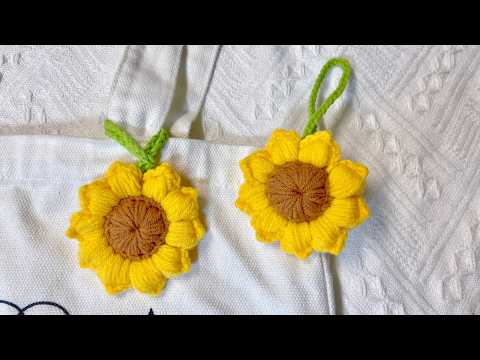 How to Crochet Sunflower Keychain | Beginner Crochet Flower Bouquet Tutorial