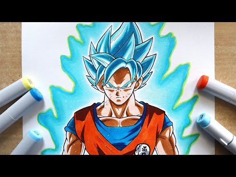 How to Draw Goku SSJ Blue - Step By Step Tutorial | Dragon Ball Super