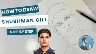 How to draw Shubman Gill Sketch Step by Step || IPL 2025