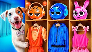 Salvamos um Cachorro! Construímos um Quarto Secreto para Animais de Estimação! Azul vs Rosa