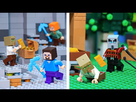 Pillager Raid : Digger Lost Gold Mine - LEGO Minecraft Animation