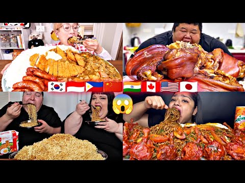 MUKBANGERS AROUND THE WORLD EATING TOO MUCH FOOD🤯🙀😱