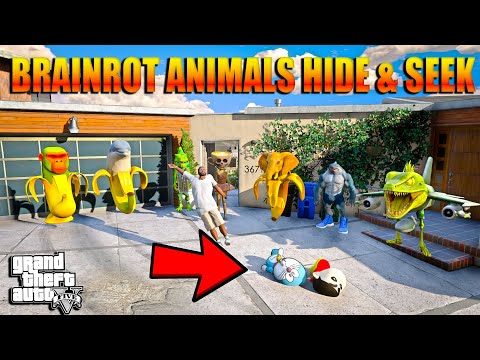 Shinchan and Franklin Playing Hide AND Seek With all Brainrot animals in GTA 5 | Gta 5 Telugu