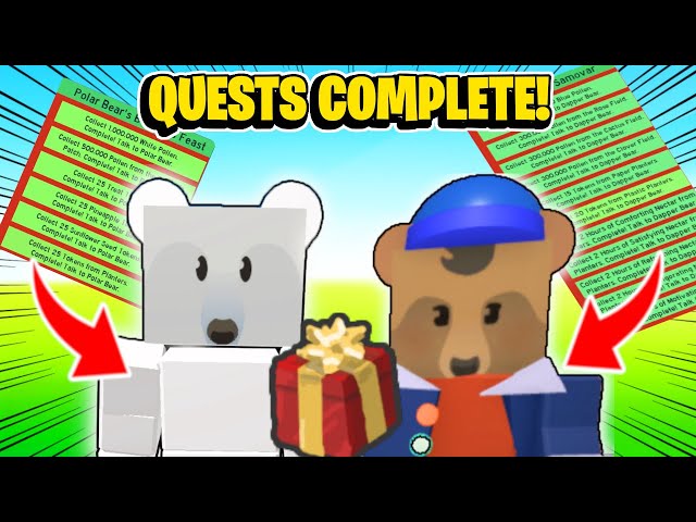 Completing Quests + Giving Presents To Dapper Bears And Polar Bears In Roblox Bee Swarm Simulator