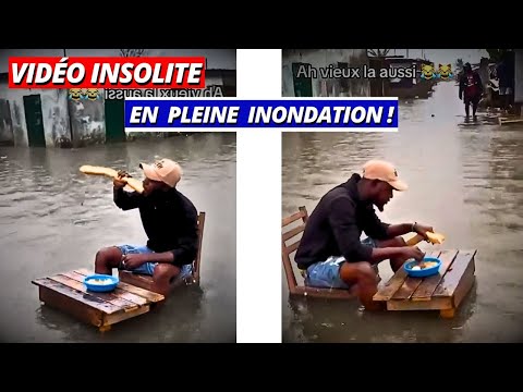😳 INONDATION à Abidjan : il MANGE TRANQUILLEMENT sur une table ENVAHIE par l’EAU ! 😱🌧️🍞