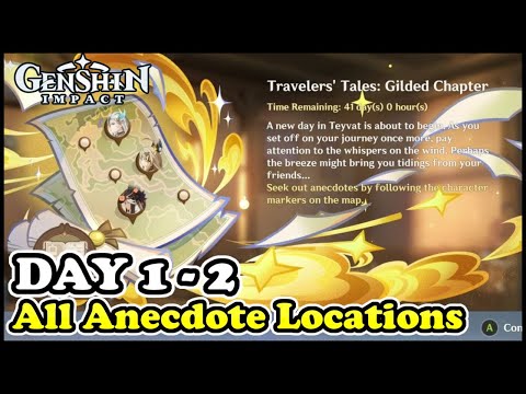 Travelers Tales Gilded Chapter DAY 1 - 2 All Anecdote Locations | Genshin Impact 5.7