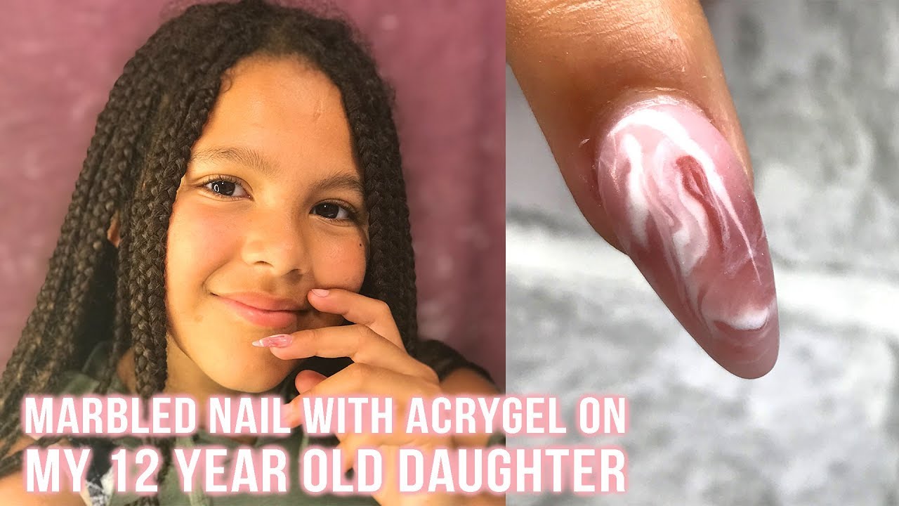 12 YEAR OLD GETS MARBLED ACRYGEL NAIL