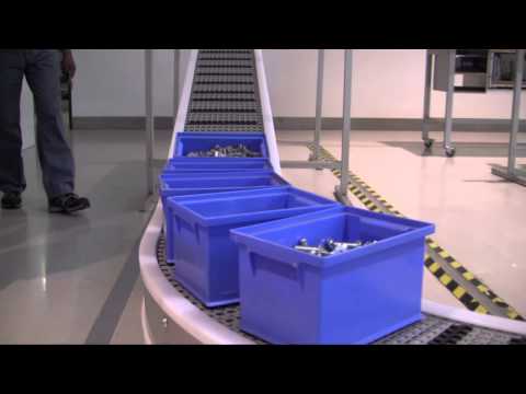 Modular conveyor with curve and incline