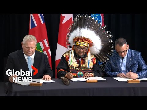 YouTube video thumbnail: Doug Ford Signs Deal to Fast-Track Road to Ring of Fire With Marten Falls First Nation