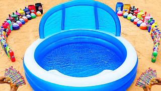Water Slide Experiment: Giant Pool with Big Toothpaste Eruption, Coca Cola, Fanta, Sprite and Mentos