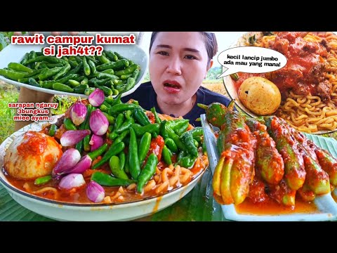 RAWIT NYA KELEWATAN ⁉️ MAKAN CABE RAWIT MENTAH MIE AYAM JUMBO BAWANG JAHAT KIMCHI TIMUN MUKBANG