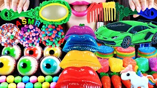 ASMR RAINBOW DESSERT LIPS GUMMY, MIRROR BRUSH CHOCOLATE, ROPEJELLY UNICORN COOKIE MUKBANG CANDYS