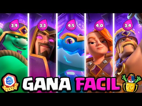 🔥 LOS 5 MEJORES MAZOS SIN SKILL para el DESAFÍO de las 20 VICTORIAS en Clash Royale 🚀