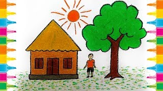 Cartoon House Drawing For Kids Very Easy House Drawing For Kids