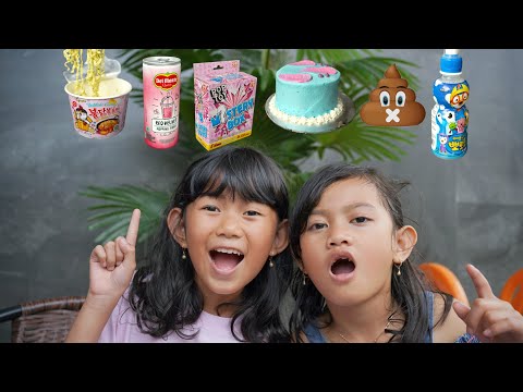 Challenge Makan Makanan Sesuai EMOJI PINK DAN BIRU | Salsa and family