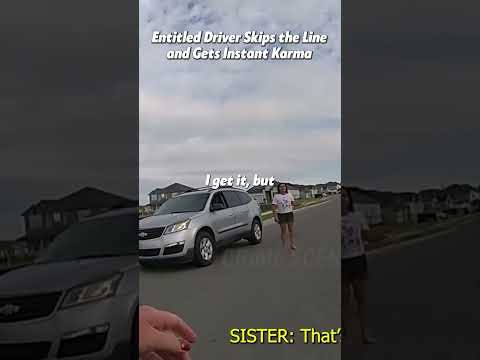 Entitled Driver Skips the Line and Gets InstantKarma part 2. Full clip on: Crime Scene Cam