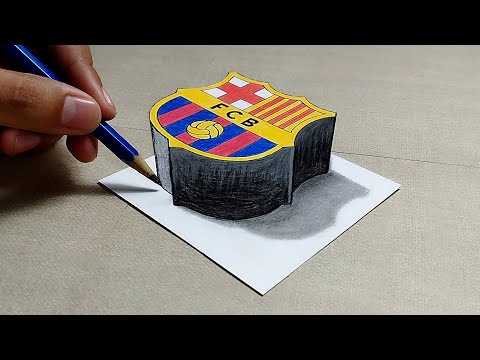 🔥 Dibujos en 3D - Como Dibujar la logo BARCELONA en 3D - TRUCO