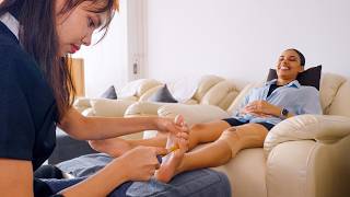 ASMR: Relaxing Lao Foot Reflexology Massage with Acupressure Sticks