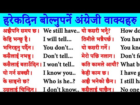 Nepali to English Speaking Class Daily English Sentences with English Grammar and Vocabulary words