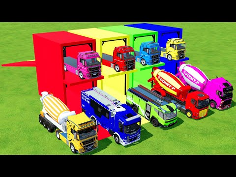 TRANSPORTING AMBULANCE, MIXER TRUCK, DUMP TRUCK, CEMENT TRUCK , FIRE TRUCK WITH MAN TRUCK - FS22