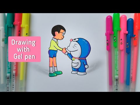 Drawing with Gel pens 😍 : tutorial #shorts