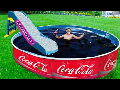Coca cola and Mentos in the Pool