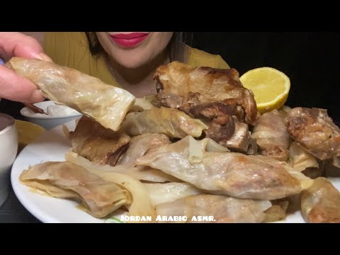 Asmr Mukbang eating stuffed cabbage with lamb محشي ملفوف مع اللحم