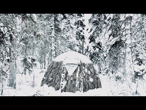 -30C WINTER CAMPING in a FROZEN TENT ALONE