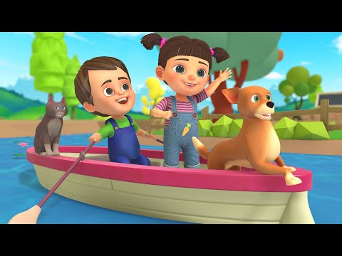 Row Row Row Your Boat 🚤 | Farm Animals Song for Babies & Kids 👶🐄 | Nursery Rhymes & Kids Songs
