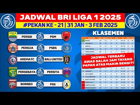 Jadwal Liga 1 2025 Pekan ke 21 - Persib vs PSM - Persija vs PSBS - Liga 1 2025 - Live Indosiar