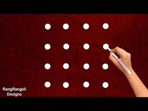 Easy Daily Rangoli Designs 4X4 dots | Latest Beautiful Muggulu | Apartment Kolam art | RangRangoli