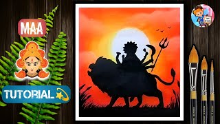 🌿 How to draw Durga maa Drawing | Durga puja drawing easy step by step,Navratri paintings