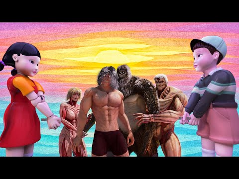 attack on titan play squid game jump rope