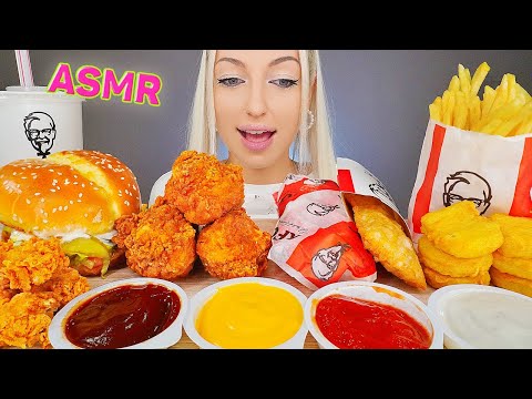 ASMR EATING KFC, FRIED CHICKEN, BURGER, NUGGETS, FRIES, SHAWARMA (FAST FOOD) MUKBANG, 바삭한 후라이드 치킨 먹방