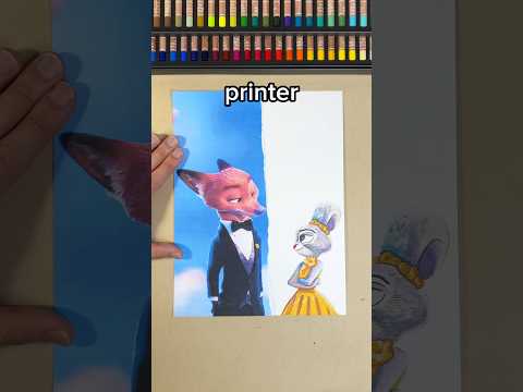 Drawing NICK And JUDY From Zootopia Against A Printer?😍✨ #art #drawing #shorts