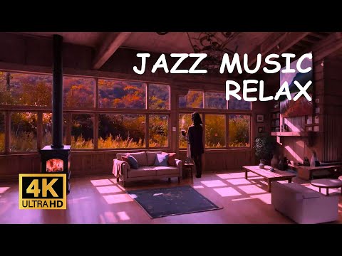 Autumn Forest Coffee Cabin Ambience ☕ Jazz Music for Relaxing, Studying and Working