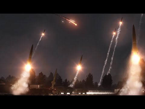 Massive Ballistic Missile Barrage Launching at Night - C-RAM - Military Simulation - ArmA 3