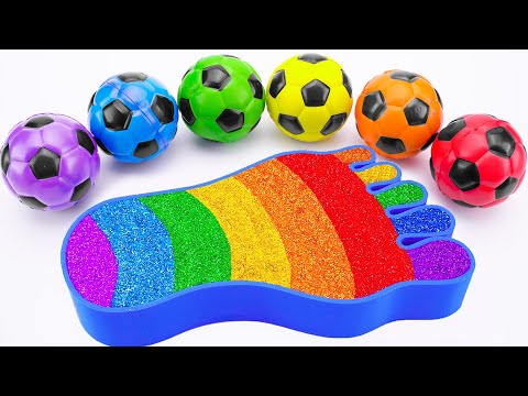Satisfying Video | DIY How To Make Rainbow Foot Bathtub by Mixing SLIME Soccer Ball Coloring! ASMR