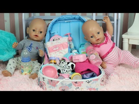 BABY BORN BONECOS GÊMEOS -ARRUMANDO A BOLSA DA CRECHE E CUIDANDO DOS BONECOS GÊMEOS