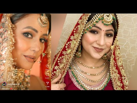 Trending Bridal Nude Glam Makeup inspired by Hina Khan