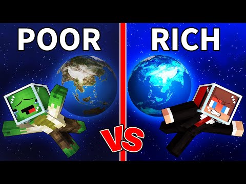 Mikey and JJ Left POOR vs RICH Planet in Minecraft (Maizen)