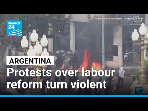 YouTube video thumbnail: Protests Turn Violent as Argentina Debates Labour Overhaul