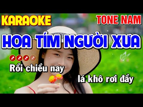 ✔ HOA TÍM NGƯỜI XƯA Karaoke Nhạc Sống Tone Nam ( BEAT 2023 ) ► Bến Tình Karaoke