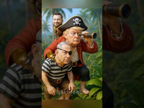 ⚔️ Pirate Battle! Putin & Kim vs Trump & Netanyahu 🏝️#Trump#putini#kim #usa#Russia#hailuoai