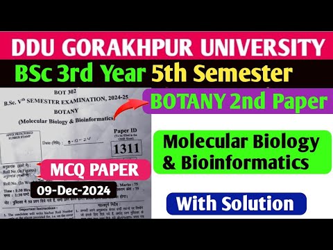 DDU GORAKHPUR UNIVERSITY Bsc 5th Semester Botany 2nd Paper 2024-25 with Solution//Botany 2nd Paper