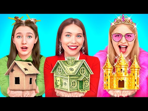 NOVO 123 GO! Sala Secreta Pobre vs. Rico vs. Giga Rico! Construa a melhor sala em 24 horas