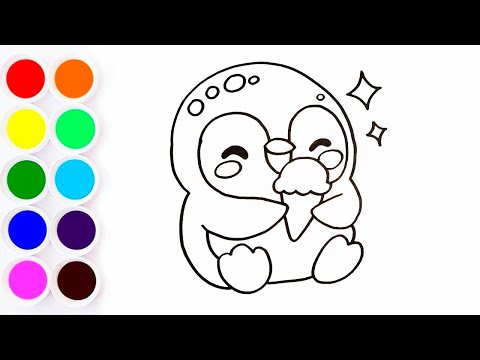 Como Dibujar y Colorear un Lindo Pingüino Kawaii