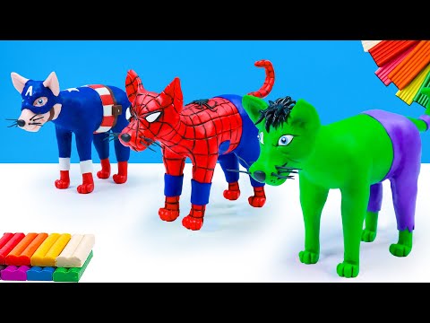 DIY Cat mashup superheroes Spider-man, Hulk, Captain America with Clay | Polymer Clay Tutorial